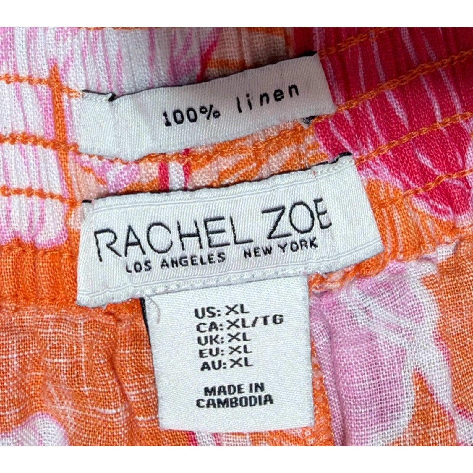 Rachel Zoe 100% Linen Floral Print Cropped Wide Pants Size M