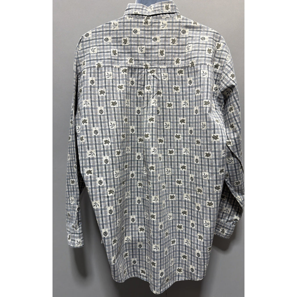 Wrangler Rugged Wear Mens XL Leaf Print Long Sleeve Button Up Shirt