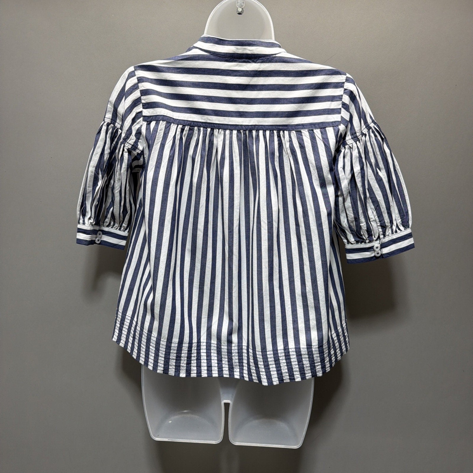 Anthropologie Womens Darcey Popover Swing Top Cotton Blue Stripe Size XXS NWT