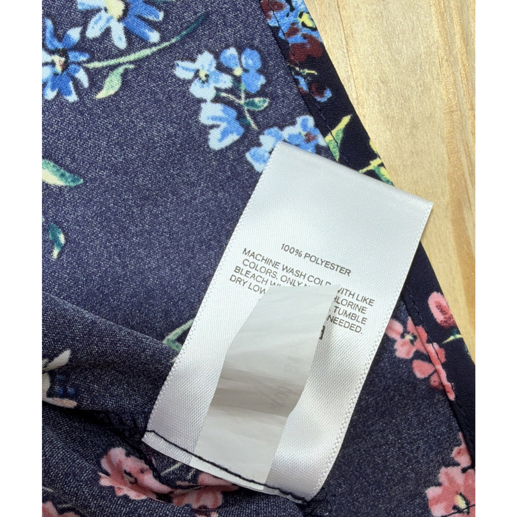 Express Blue Floral Short Sleeve Blouse Women’s Small