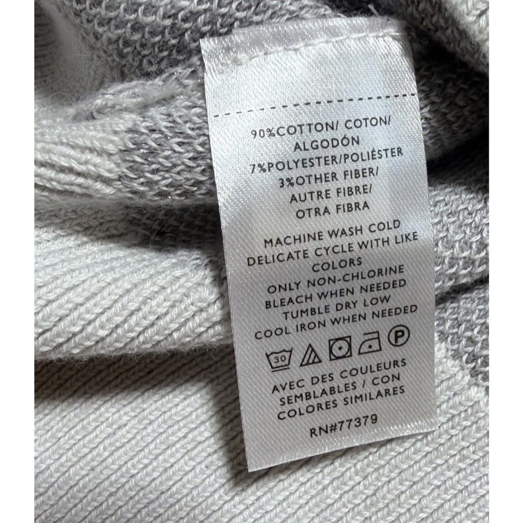 Ann Taylor Factory Windowpane Cardigan Sweater XL Gray White Button Front NWT