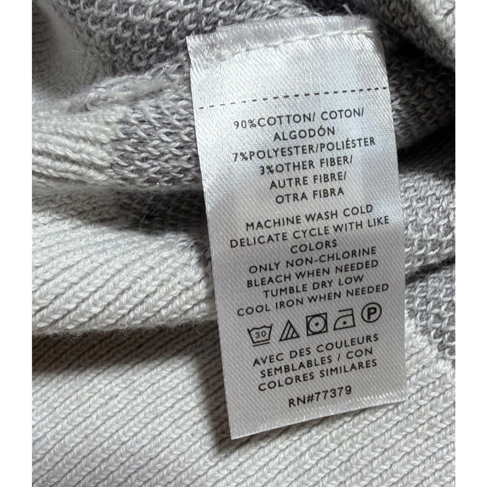 Ann Taylor Factory Windowpane Cardigan Sweater XL Gray White Button Front NWT