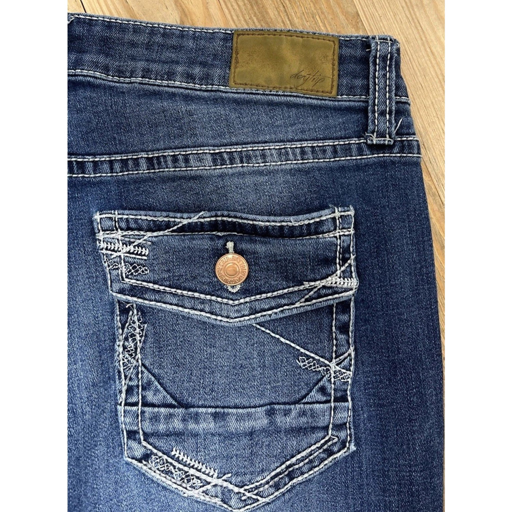 Daytrip Virgo Bootcut Jeans Womens 32 L Thick Stitch Flap Pocket Blue Denim