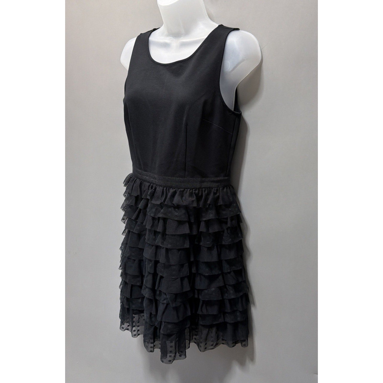 Ann Taylor LOFT Womens 4P Ruffle Lace Tiered Tank Style Mini Flare Dress
