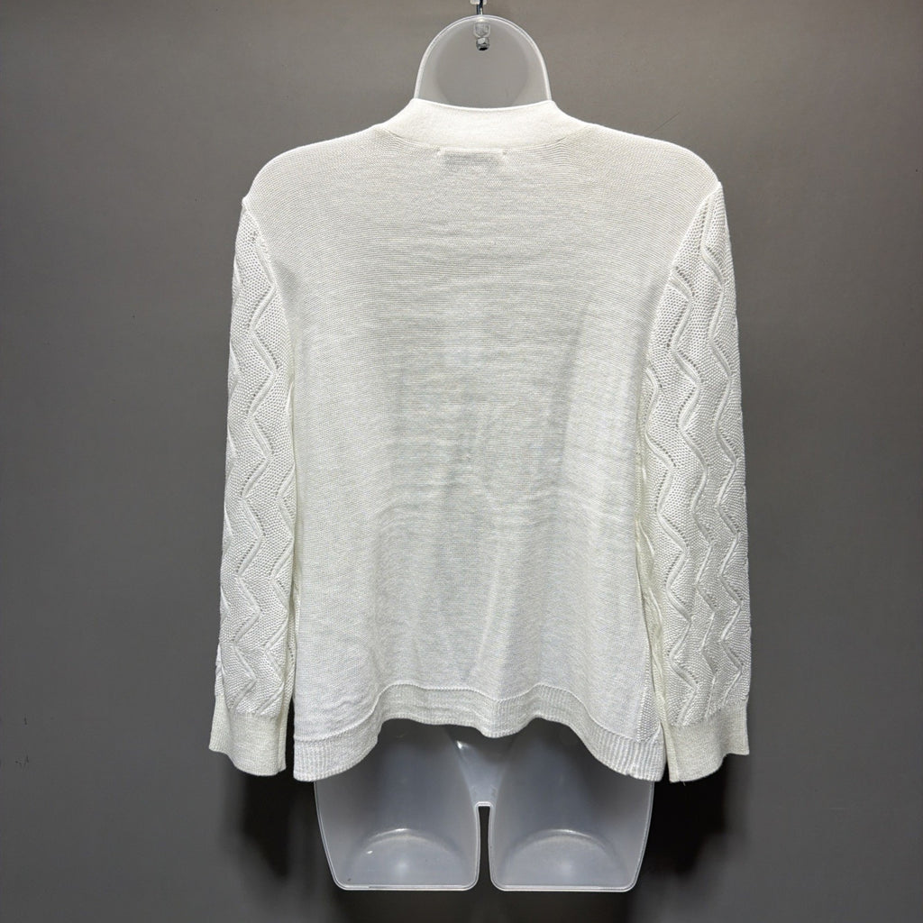 CJ Banks Crop Cardigan Shrug Size M Open Front White Acrylic Knit