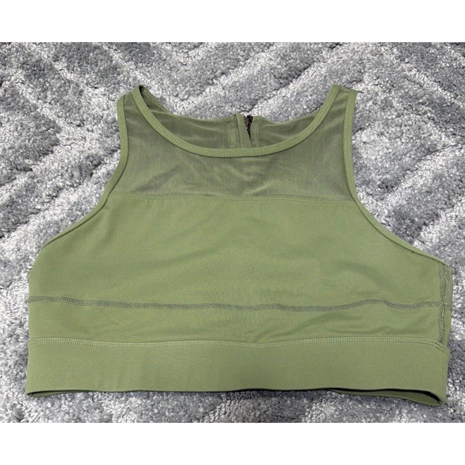 ZYIA Active Women's High Neck Zip Back All Star Sports Bra Green Size Small