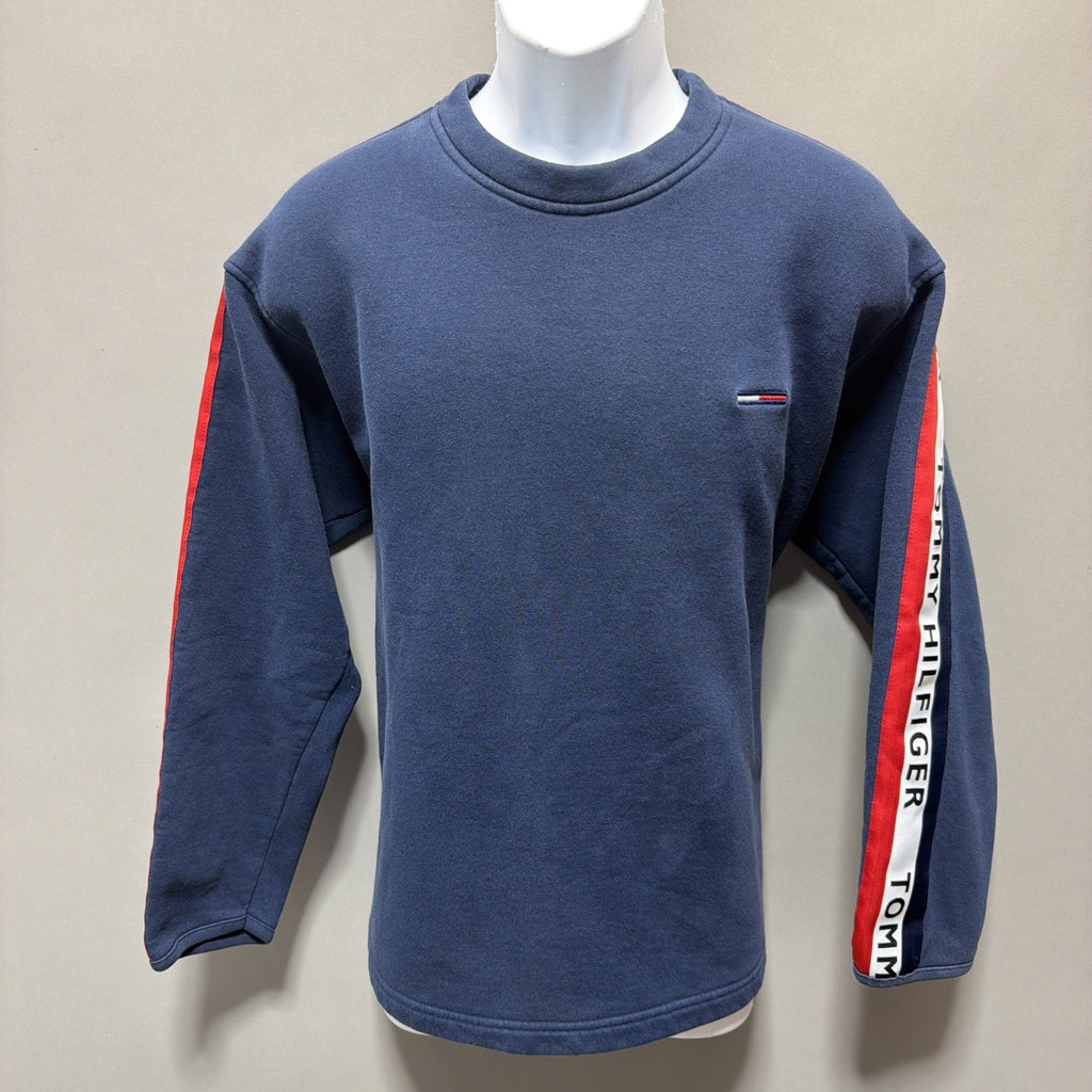 VTG 90s Tommy Hilfiger Jeans Fleece Sweater Men's M Blue Striped Made In Canada
