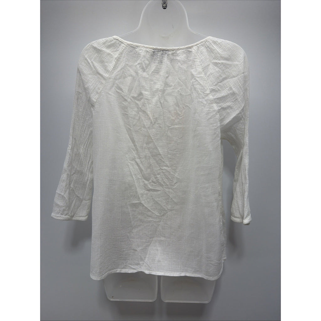 Old Navy Womens Top Short Sleeve Shirt Tropical Blouse Button Up Orange M