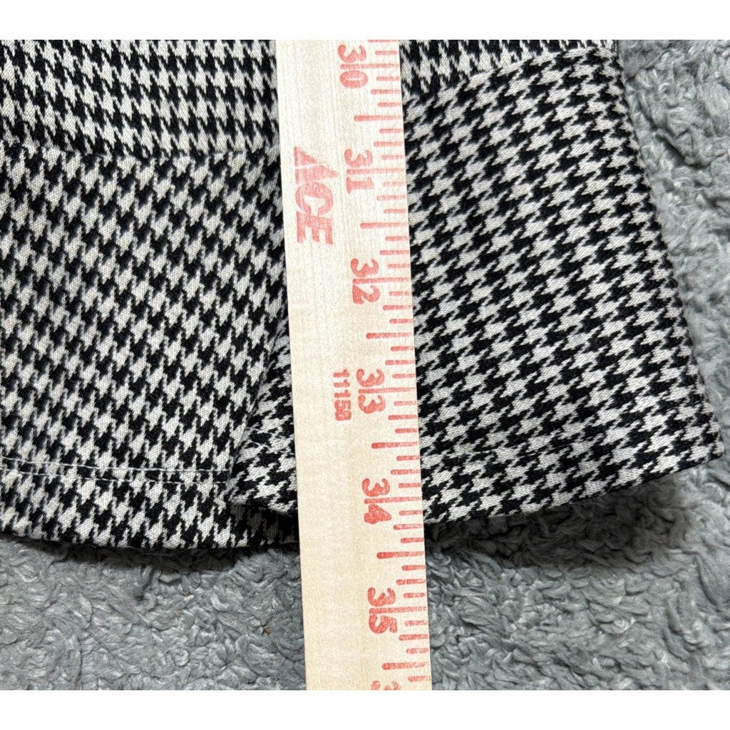 LOFT Houndstooth Ruffle Trim Flounce Long Sleeve Soft Knit Dress Size 2