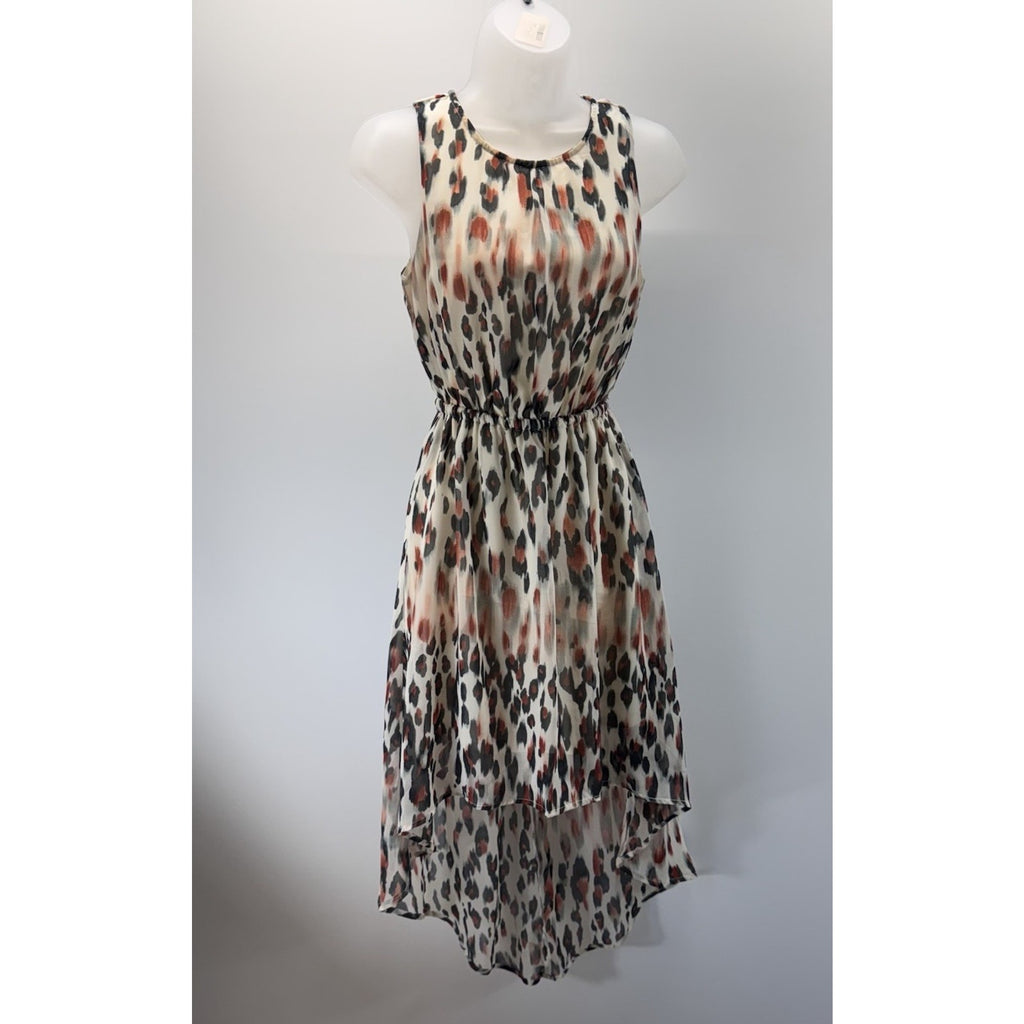 Truth NYC Women's Size Small Brown Leopard Animal Print Flowy Dress Hi-Low