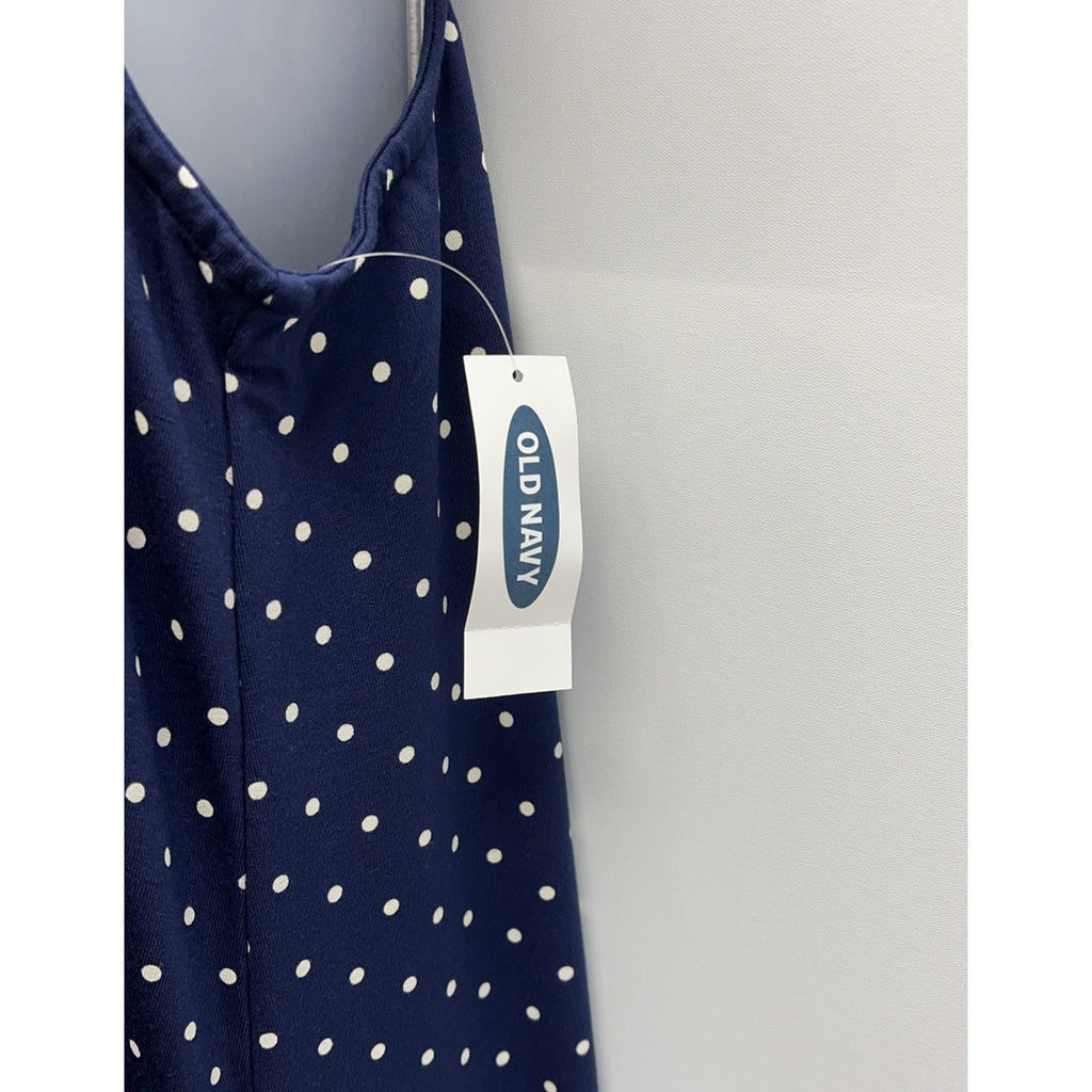 NWT Old Navy Polka Dots Navy Blue Shift Mini Dress Women M Crew Neck Sleeveless
