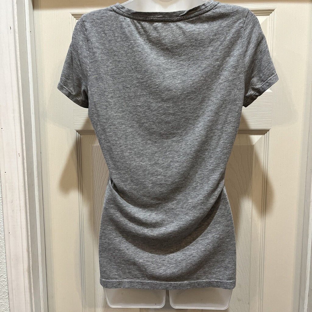 American Eagle T-shirt V-neck Graphic Print Gray Women L