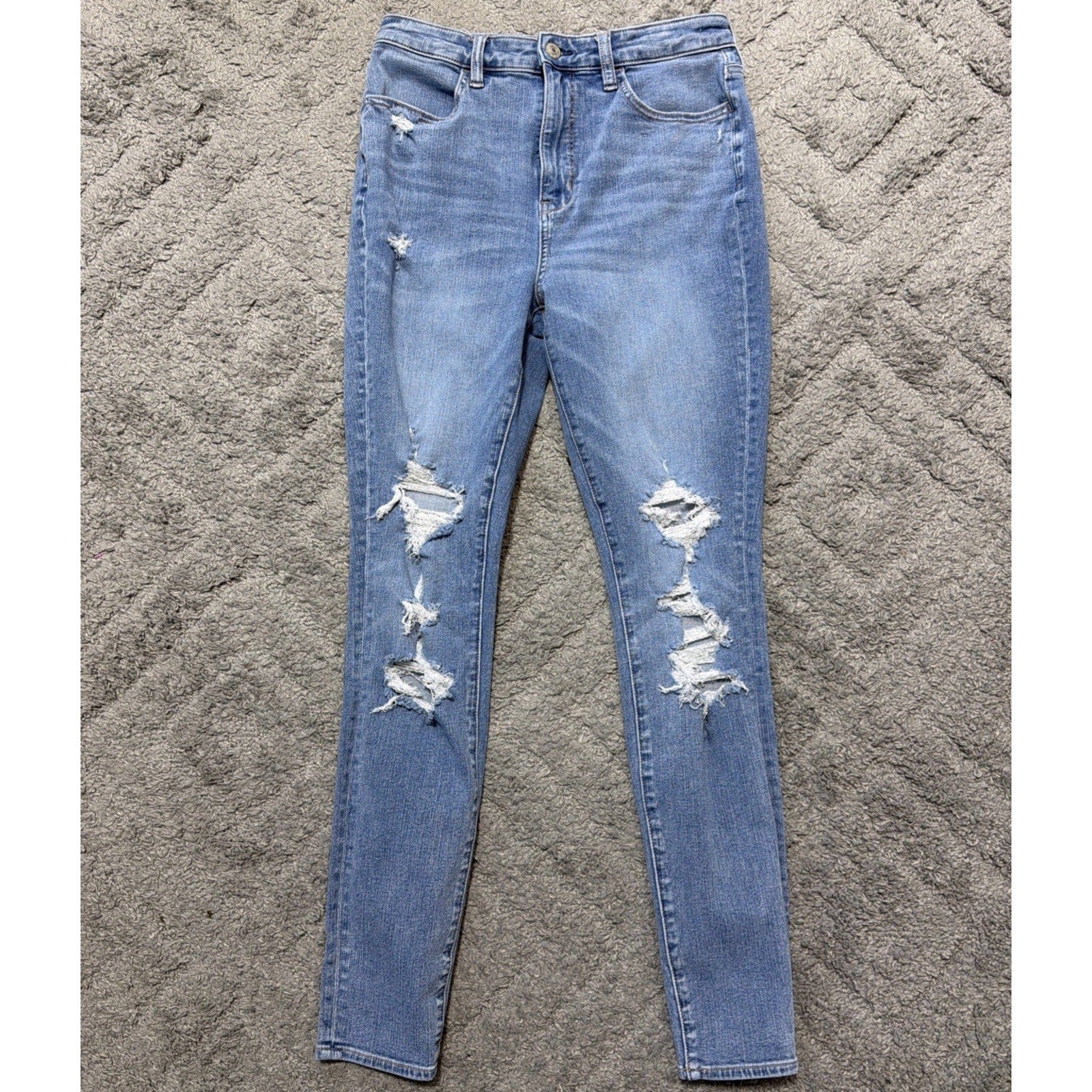 American Eagle Denim Jeans Women Sz 8 Super Hi Rise Jegging Light Wash Normcore