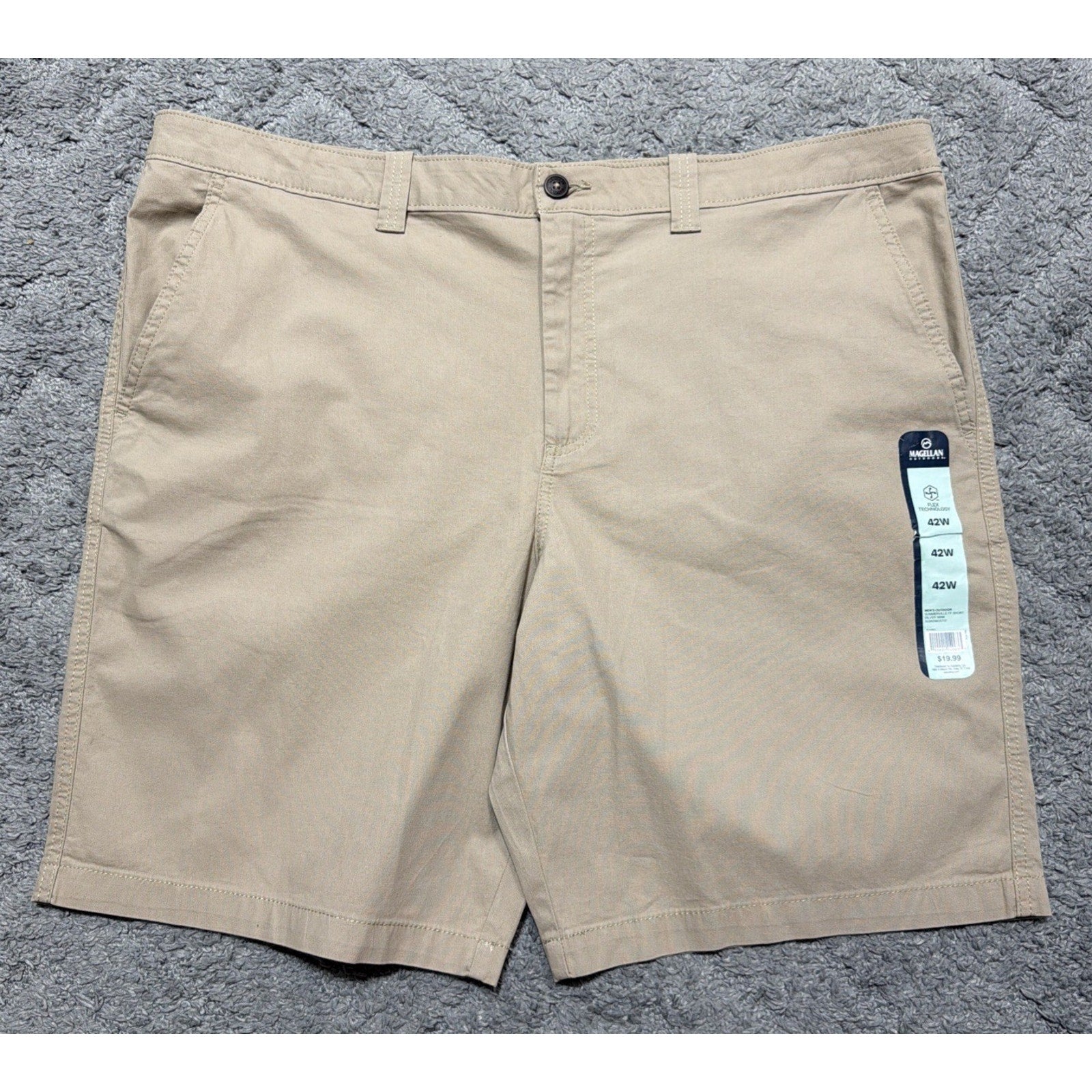 Magellan Outdoors Shorts Men 42W Khaki Flat Front Chino NWT Outdoor Casual Golf
