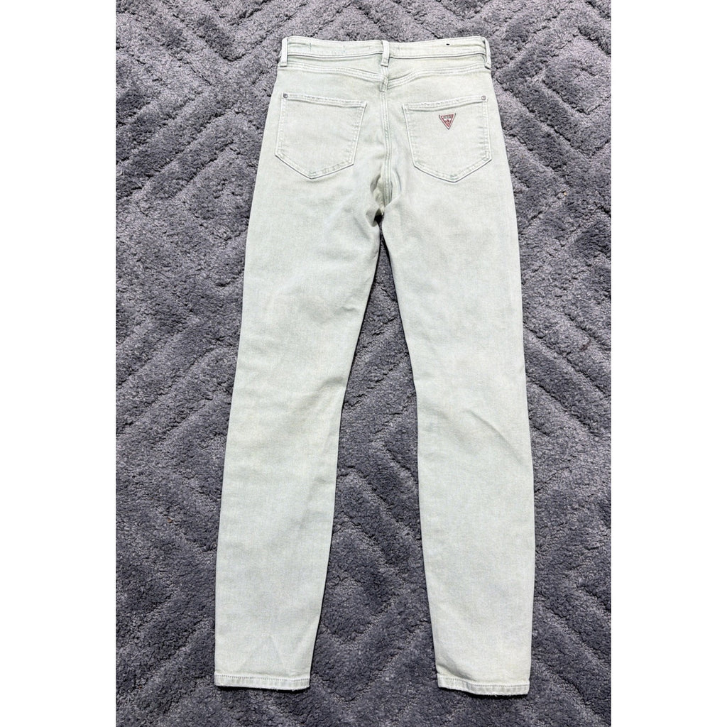 GUESS-Womens Jeans Ultimate Skinny Green Distressed Denim Size 27