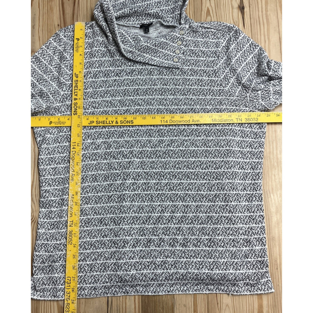 Talbots Black Cream 2X Geometric Crosshatch Pullover Sweater