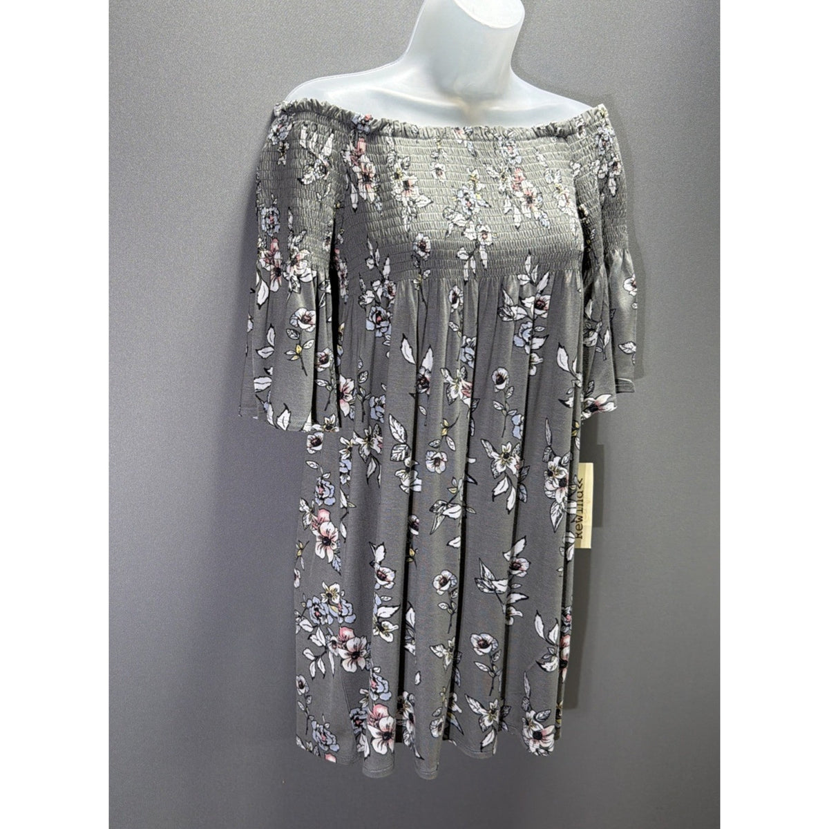 Rewind Mini Dress Floral Off The Shoulder Bell Sleeve Stretch Size XS New