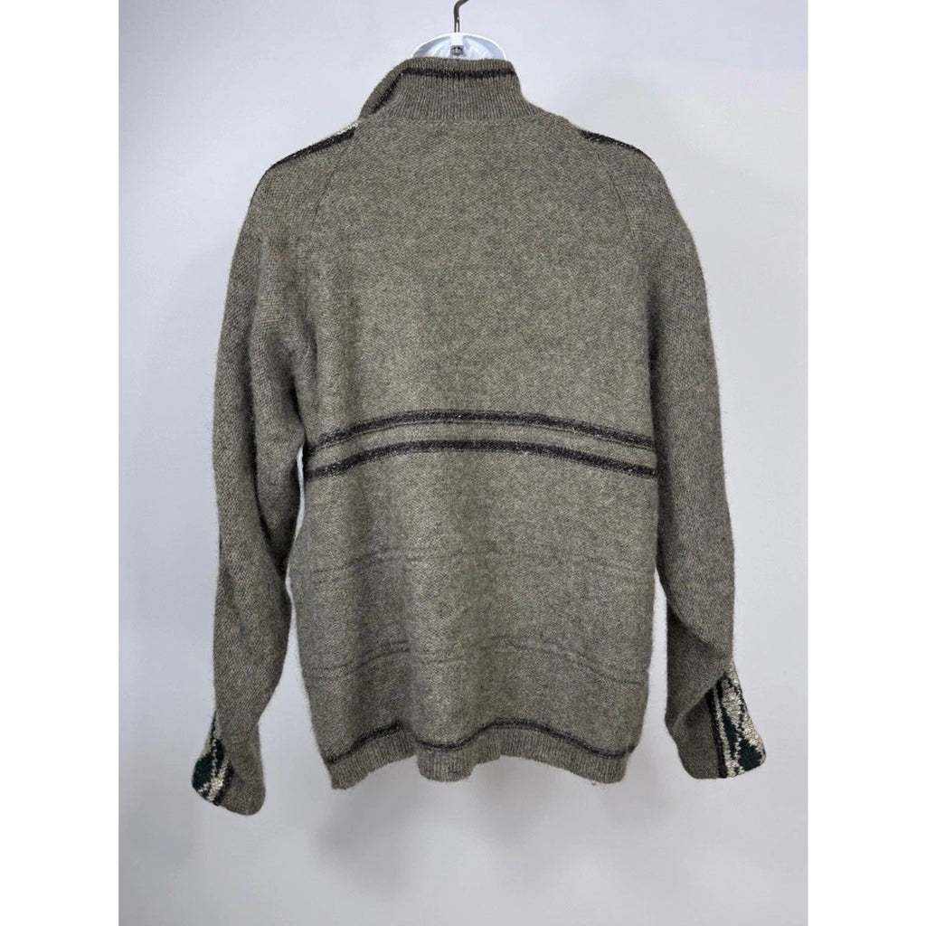 Vintage Birch Creek USA MADE Mens XL Sweater Wool Blend Blue Gray Stripe Collar