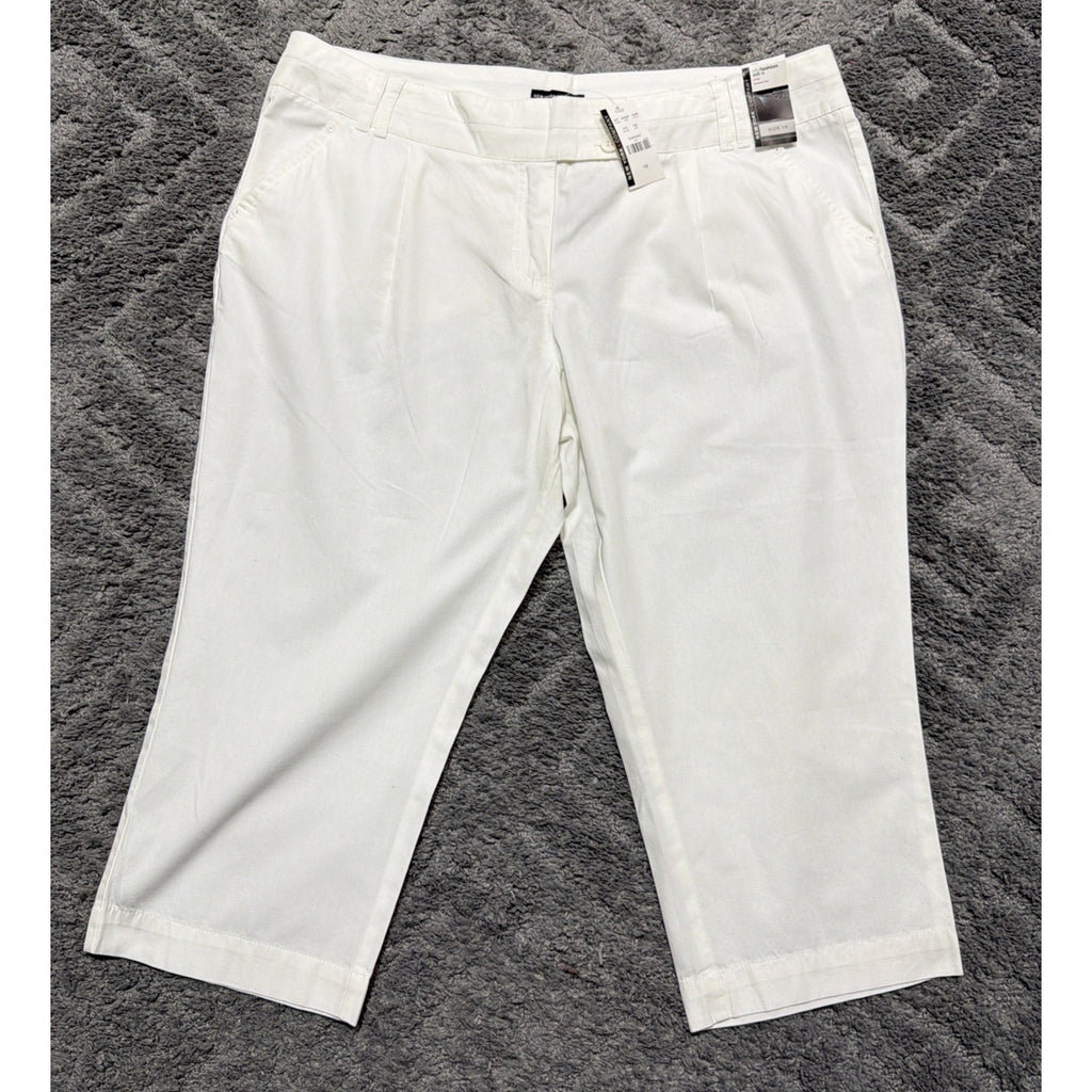 New York & Co Women's Downtown Rise Crop Pants Plus Size 18 White NWT 39x21