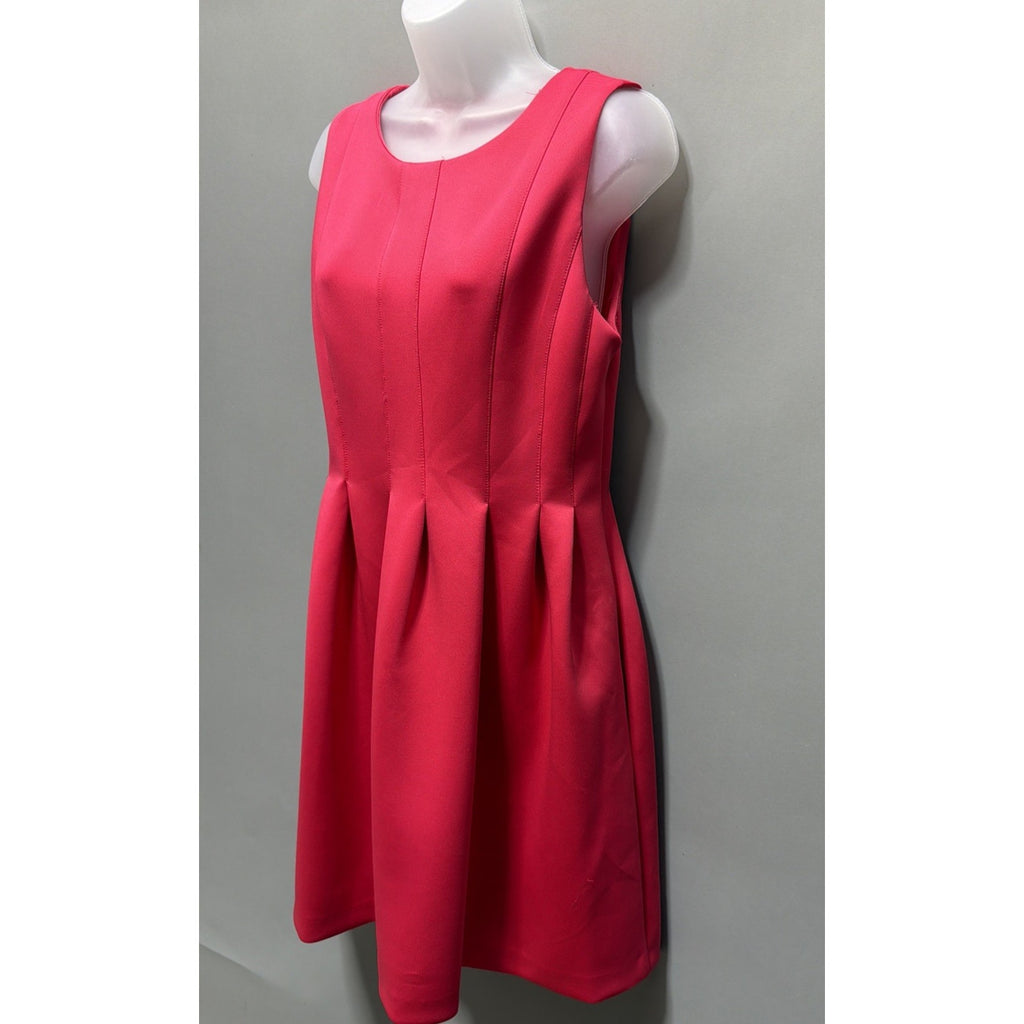 Calvin Klein Pink Fit Flare Dress Petite 12 Sleeveless Barbiecore Career Cocktai