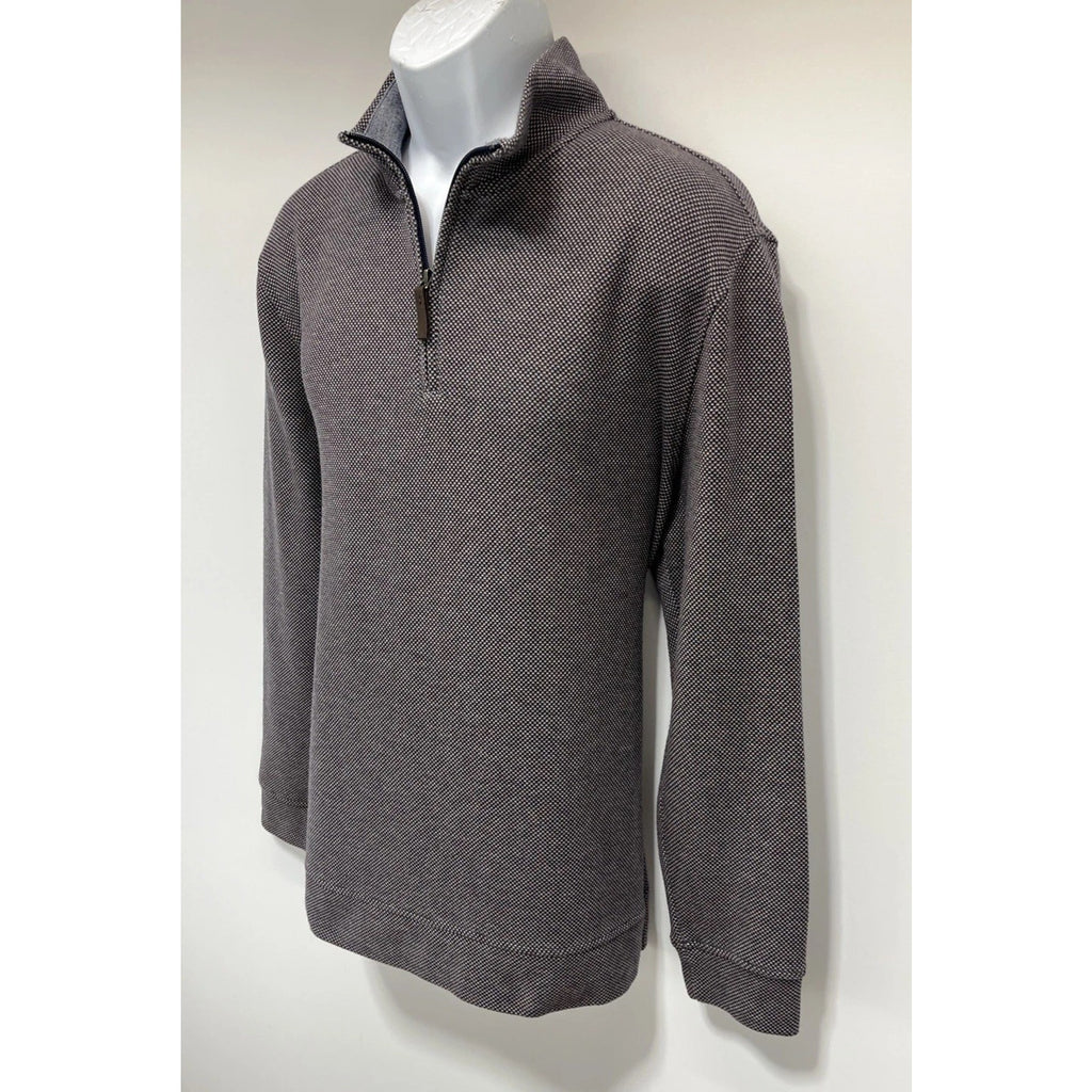 CLUB ROOM DOTTED GRAY LARGE HALF ZIP MOCK NECK SOFT SWEATER MENS