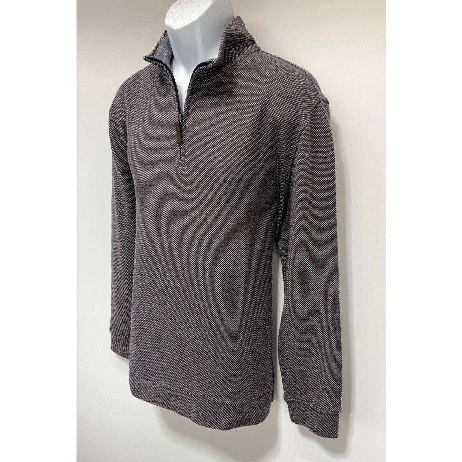 CLUB ROOM DOTTED GRAY LARGE HALF ZIP MOCK NECK SOFT SWEATER MENS