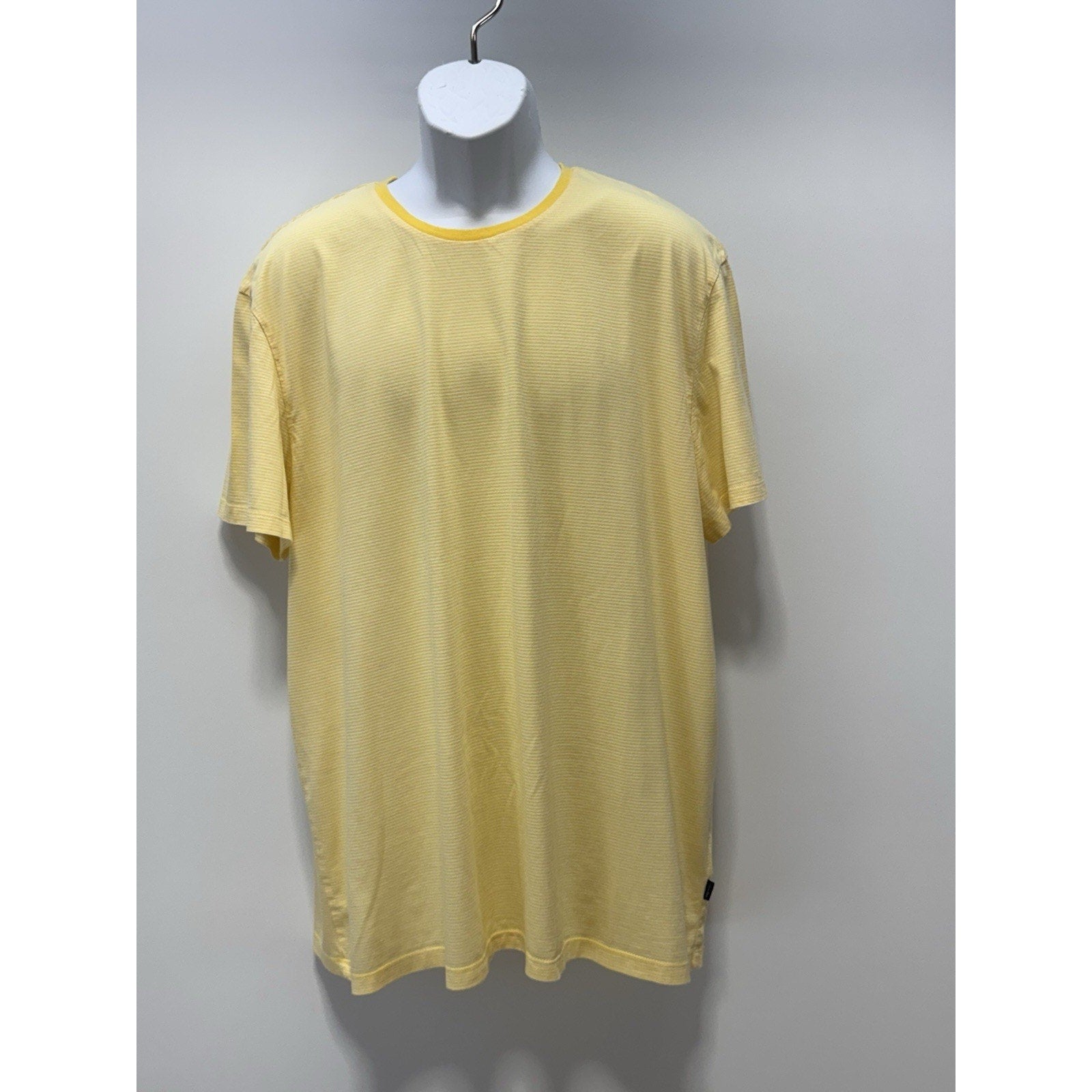 CALVIN KLEIN Yellow White Striped Supima Cotton Crewneck Short-Sleeve T-Shirt 2X