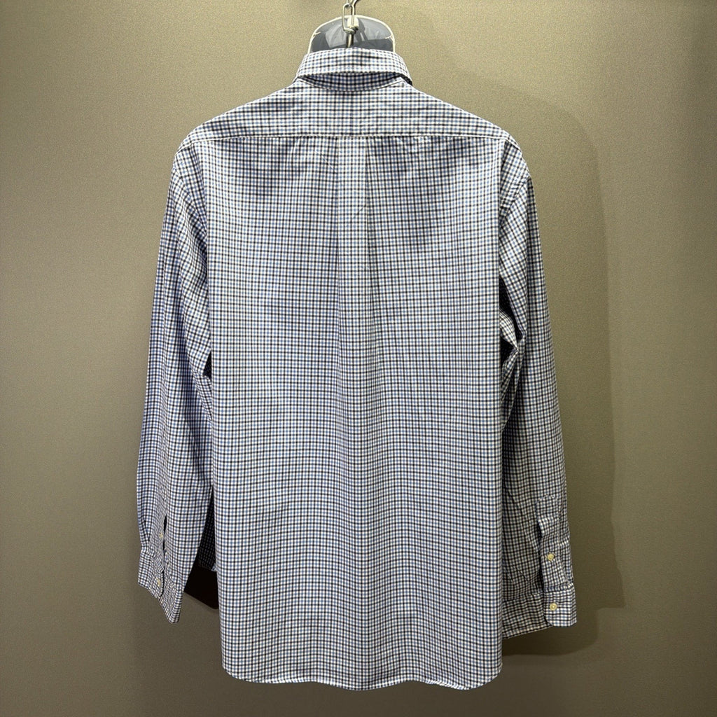 Ralph Lauren Polo Button Up Shirt Mens Blue XL Gingham Long Sleeve Cotton Spot