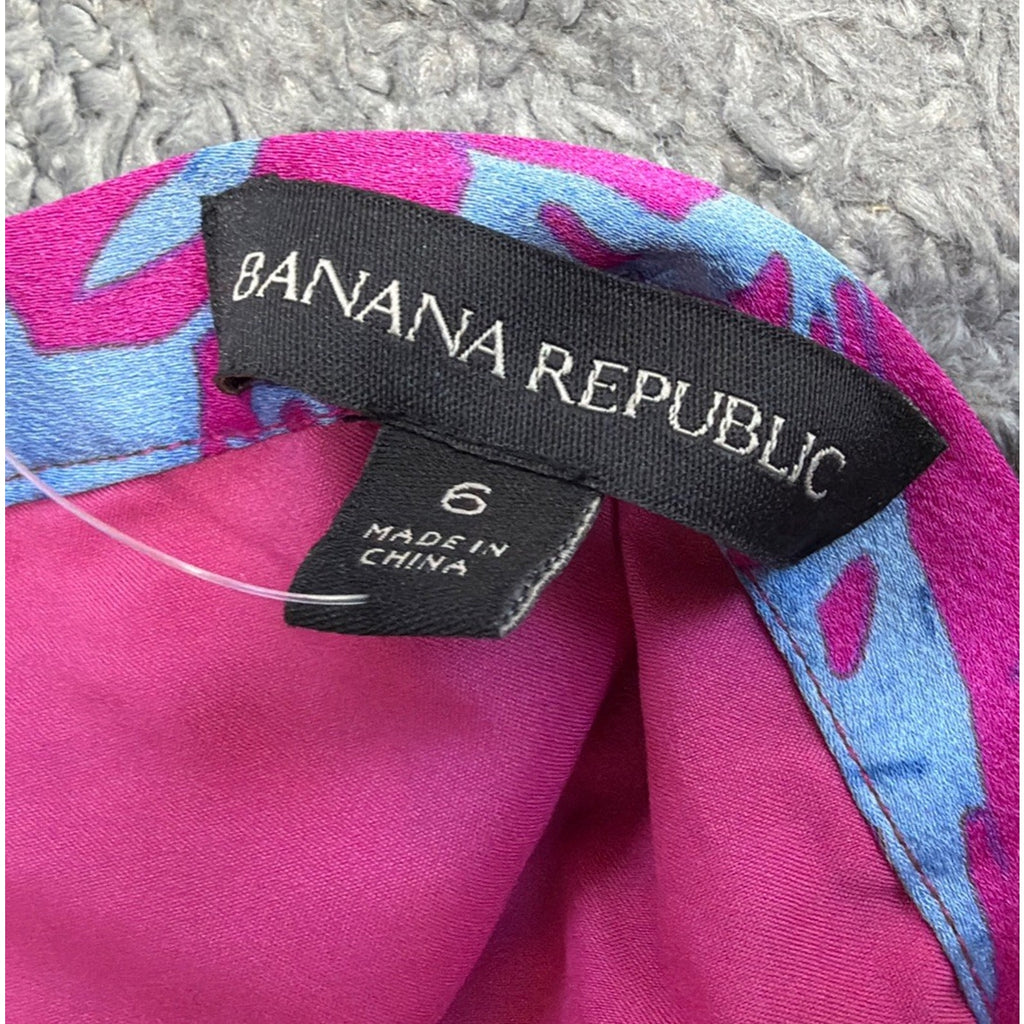 Banana Republic Pink & Blue Floral A Line Midi Skirt Lined size 6 NWT