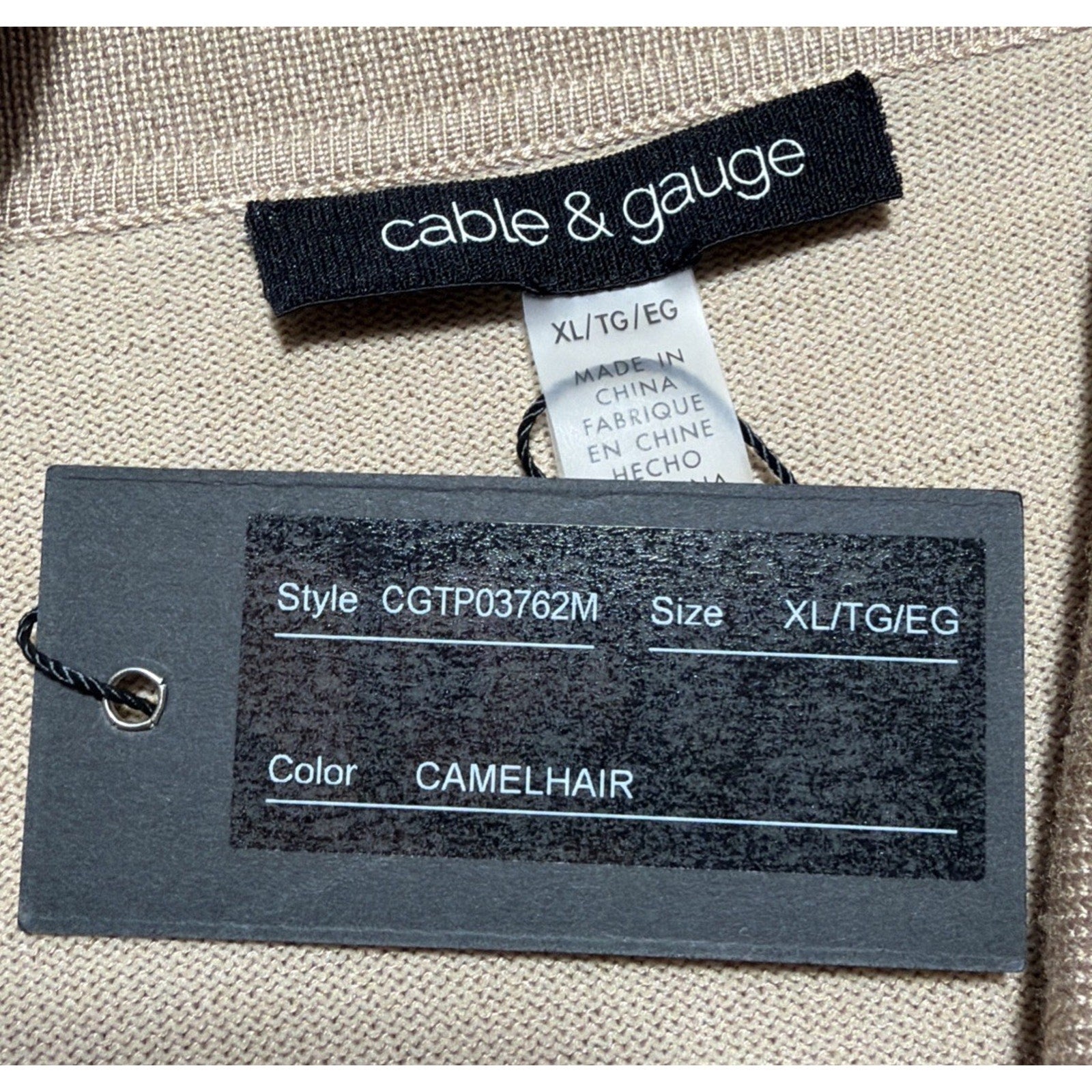 Cable & Gauge Women's XL Tan Scalloped Cowl Neck Pullover Sweater NWT