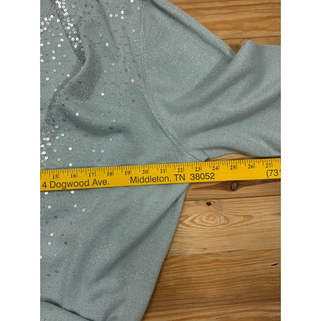 Alfred Dunner 2XL Silver Embellished Cardigan w/Built In Shell Tank Blue