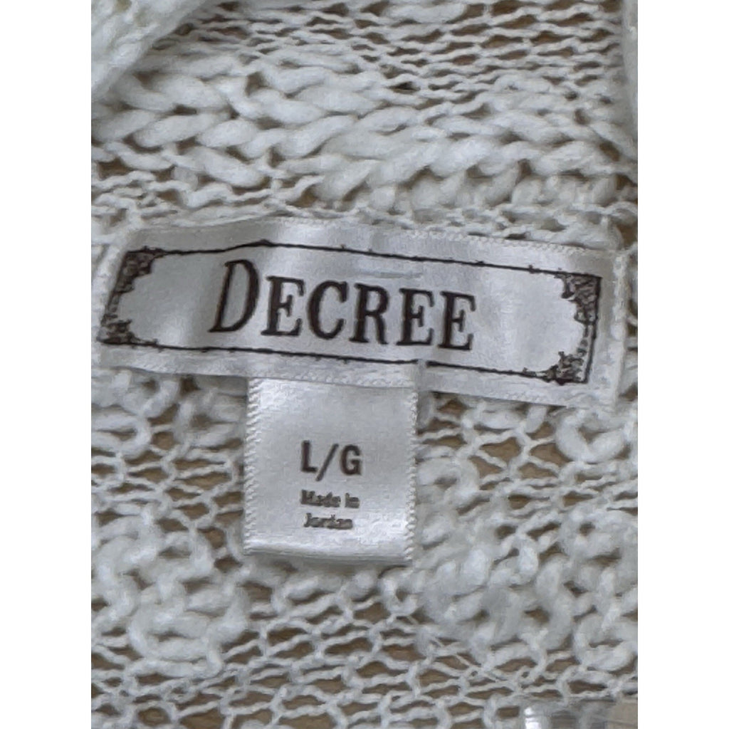 Decree SOFT Cardigan Sweater Ivory Draped Sides Short Sleeve Women’s Size L, NWT