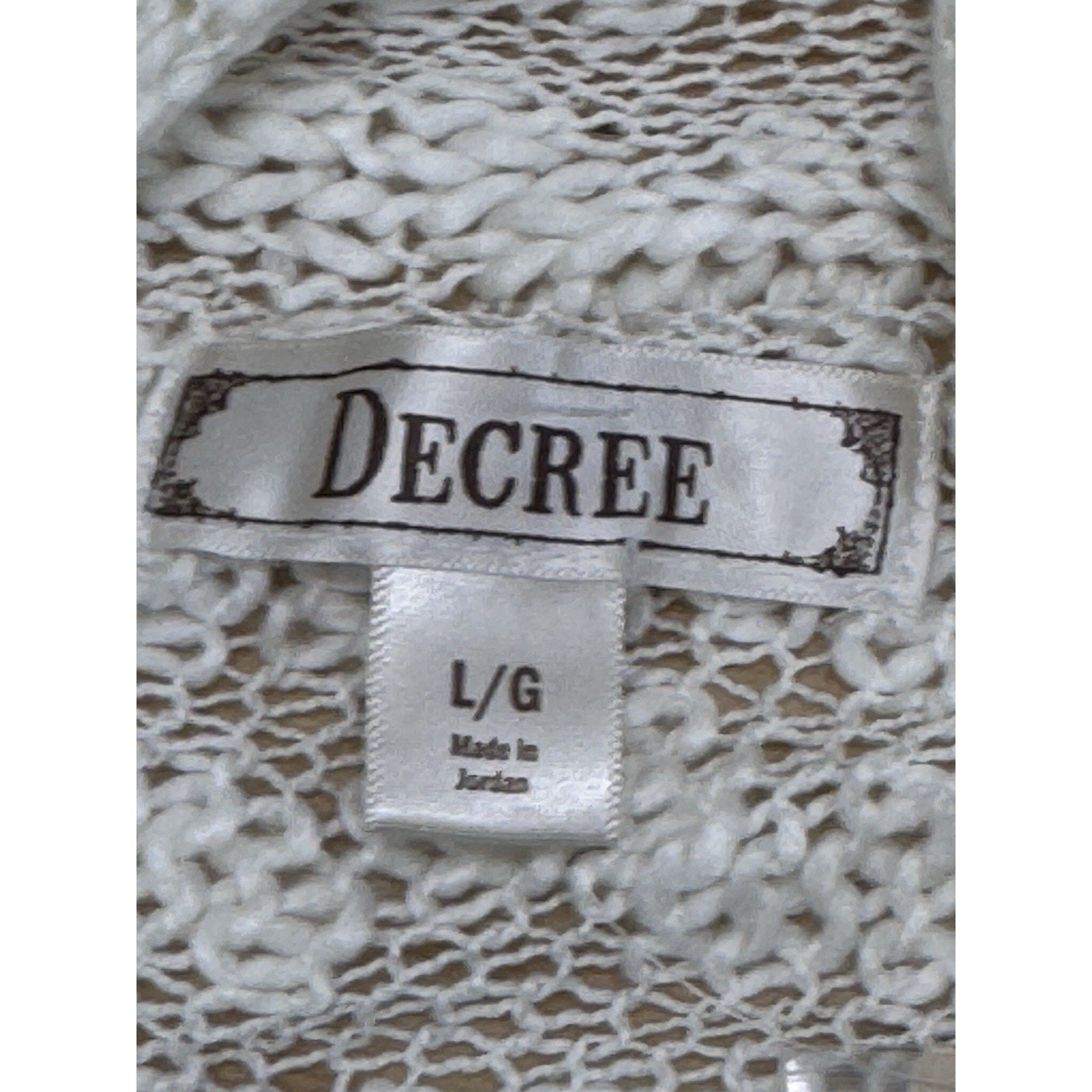 Decree SOFT Cardigan Sweater Ivory Draped Sides Short Sleeve Women’s Size L, NWT