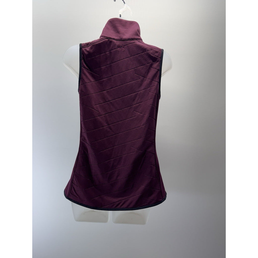 Under Armour Cold Gear Womens X-Small Semi Fitted Maroon Full Zip Vest EUC