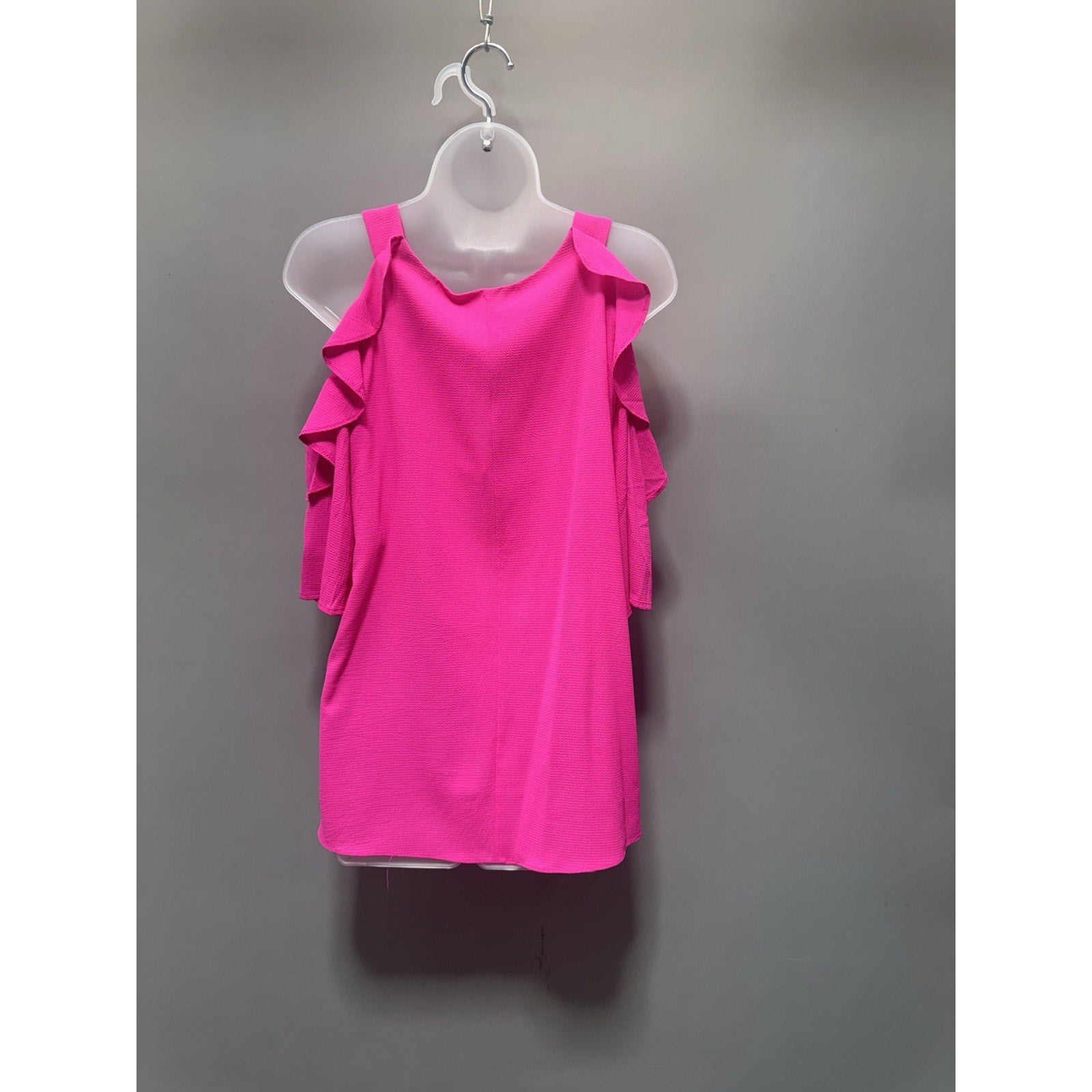 Umgee Cold Shoulder Ruffle Top Women’s Small Hot Pink Boutique Blouse NWT