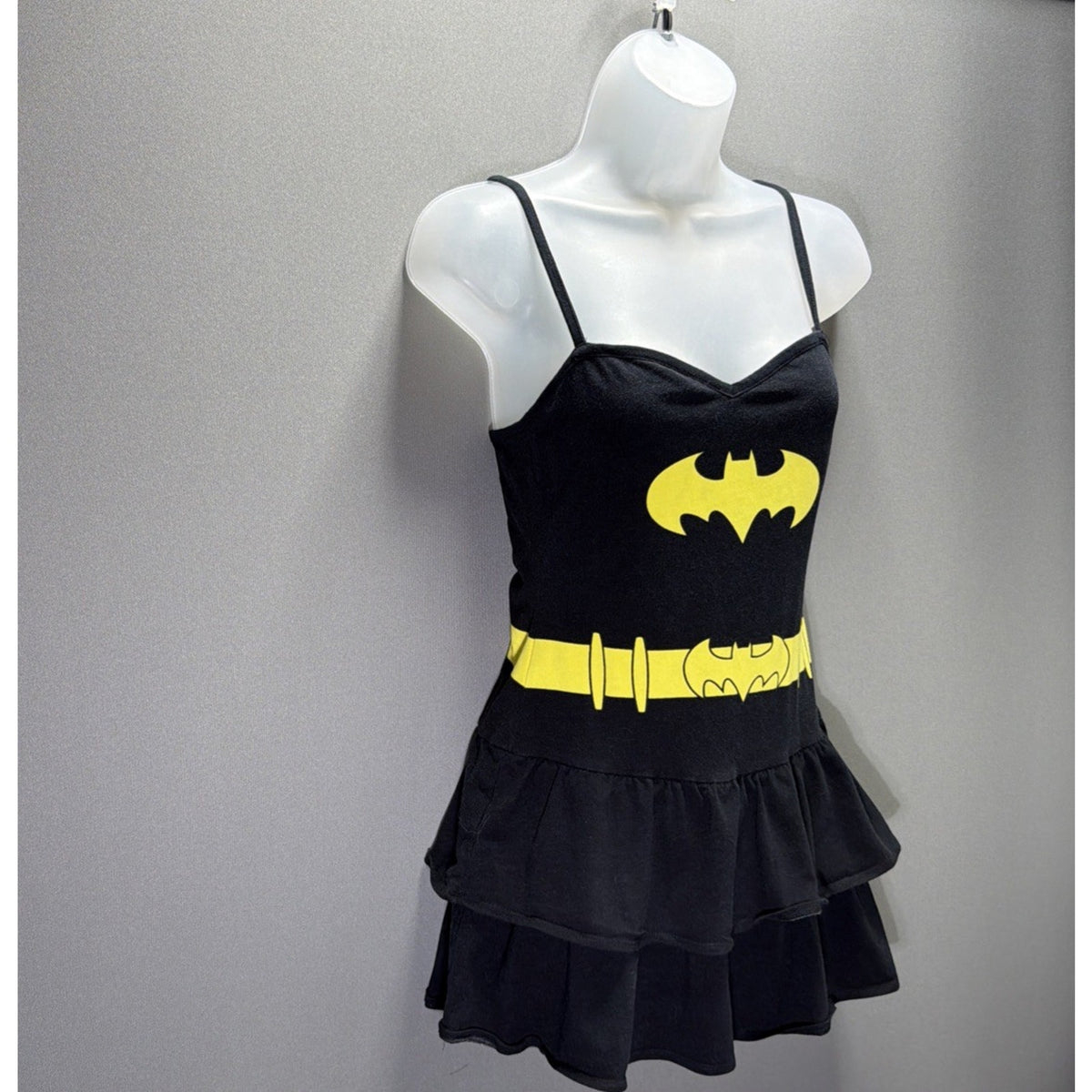 Vintage Batman DC COMICS BAT WOMAN Black & Yellow Cosplay Dress Women's Size M