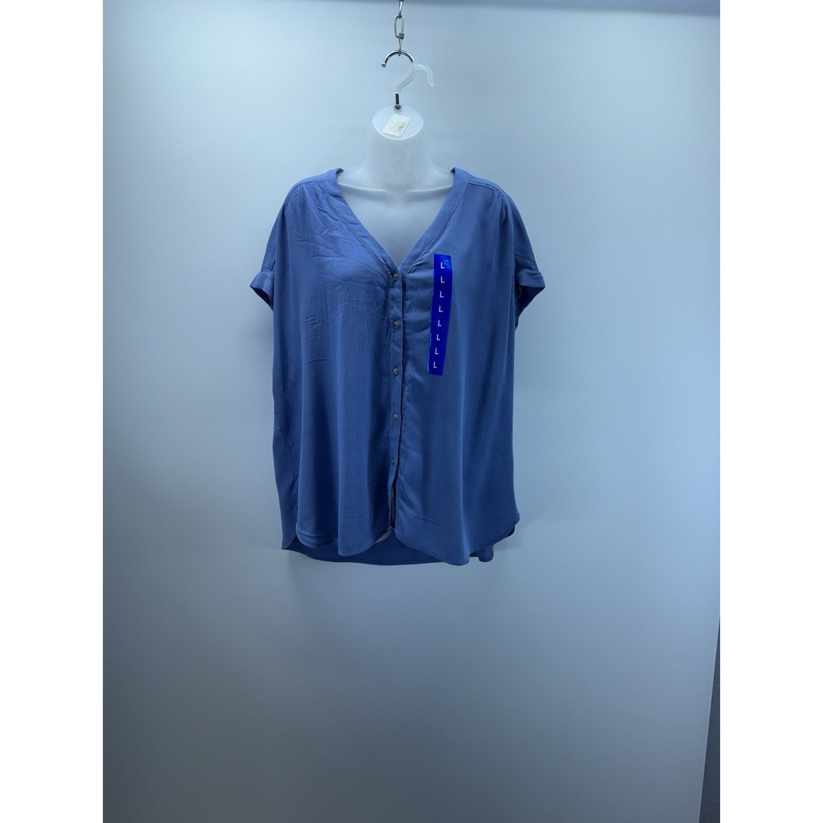 Orvis Short Sleeve Button Up Blue Blouse Women’s Size Large New With Tags