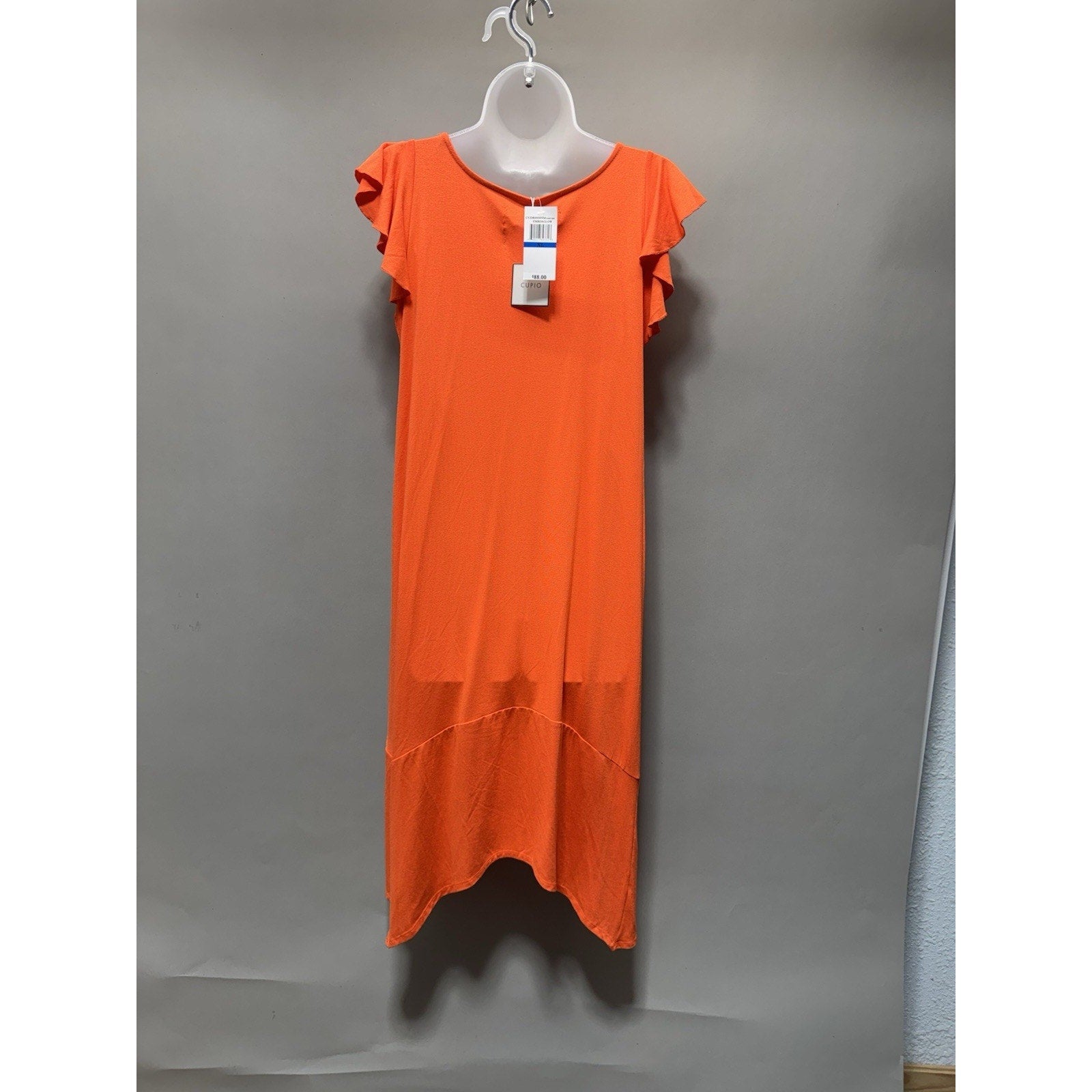 NWT Cupio Women’s XL Embroidered Orange Hi Low Midi Dress Flutter Sleeve Boho