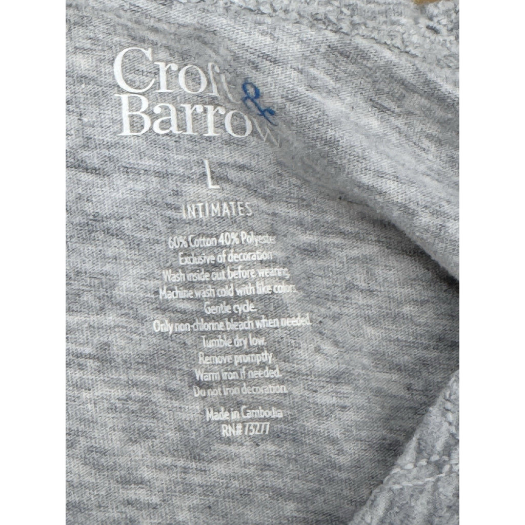 Womens Croft & Barrow Gray Short Sleeve Pink Flamingo Graphic Shirt Large EUC