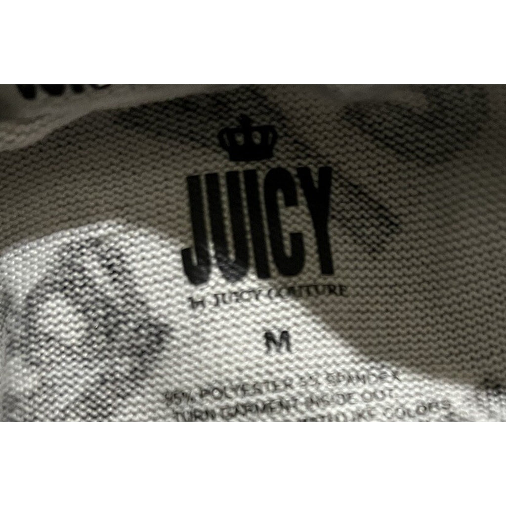 NWT Juicy Couture Shirt Women M Gray Crown Logo All Over Long Sleeve Pullover