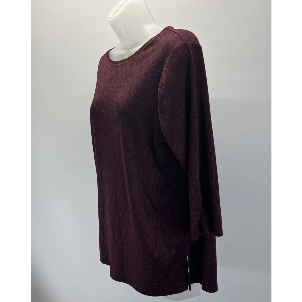 Chico's Brown/Burgundy Round Neck Soft Stretch Top L