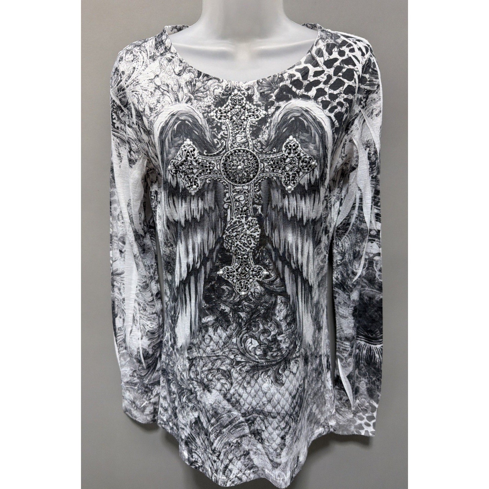 Daytrip Embellished Angel Wings Top Size L Y2K Fairy Grunge Rhinestone Made USA