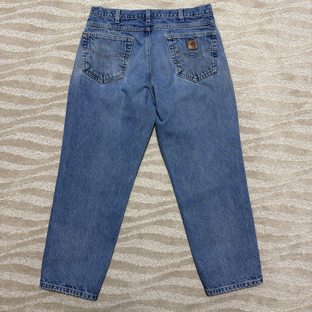 Carhartt B17 DST Relaxed Fit Straight Leg Jeans Mens 34x28 Workwear Blue Denim