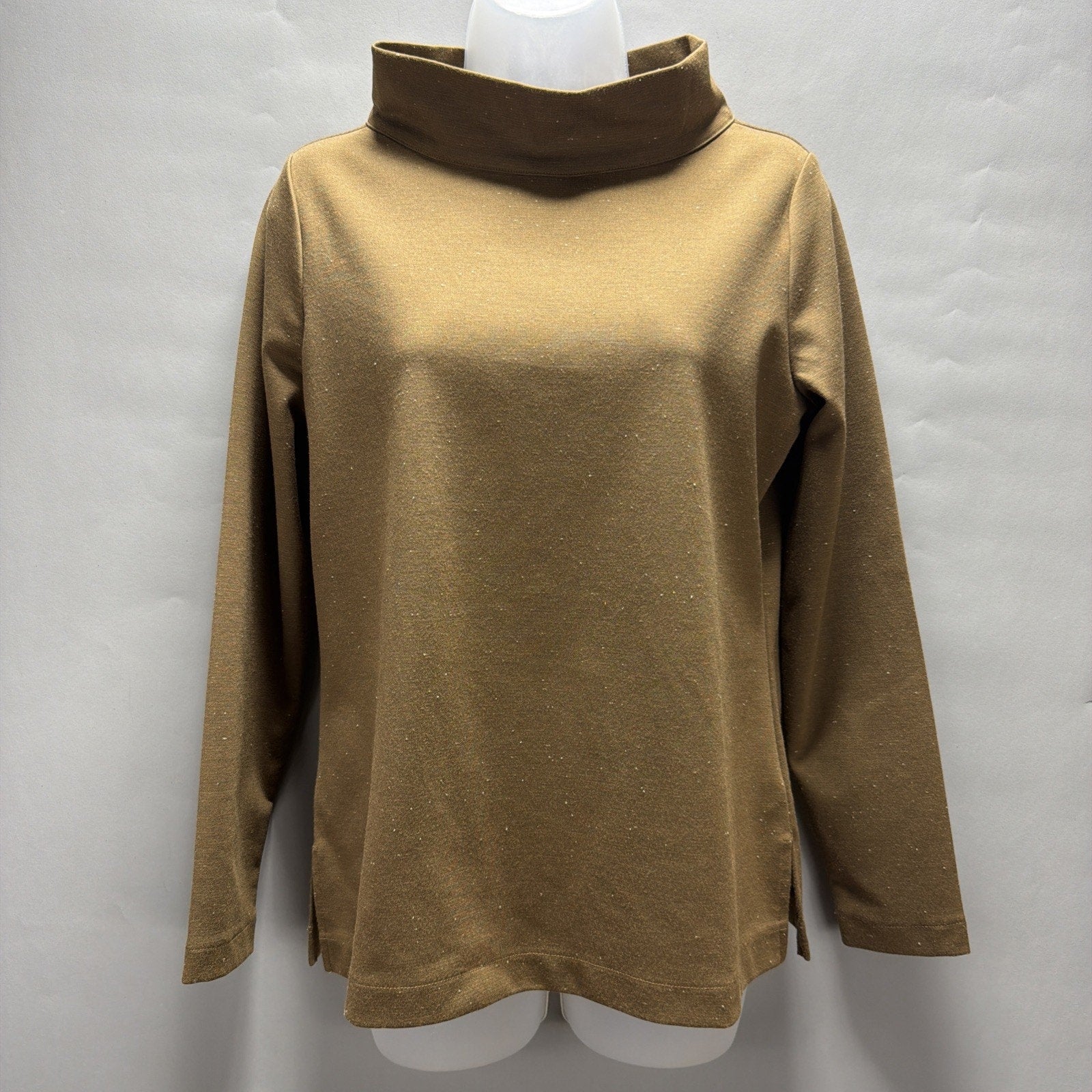 Ann Taylor Sweater Pullover Women S Brown Speckled Knit Long Sleeve High Neck