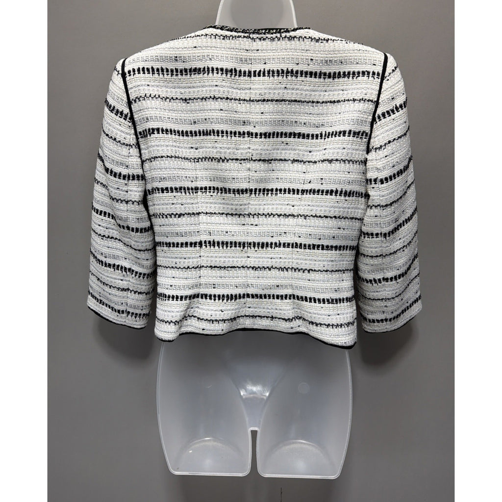 WHITE HOUSE BLACK MARKET blazer JACKET SZ 4 Lined metallic silver chain tweed