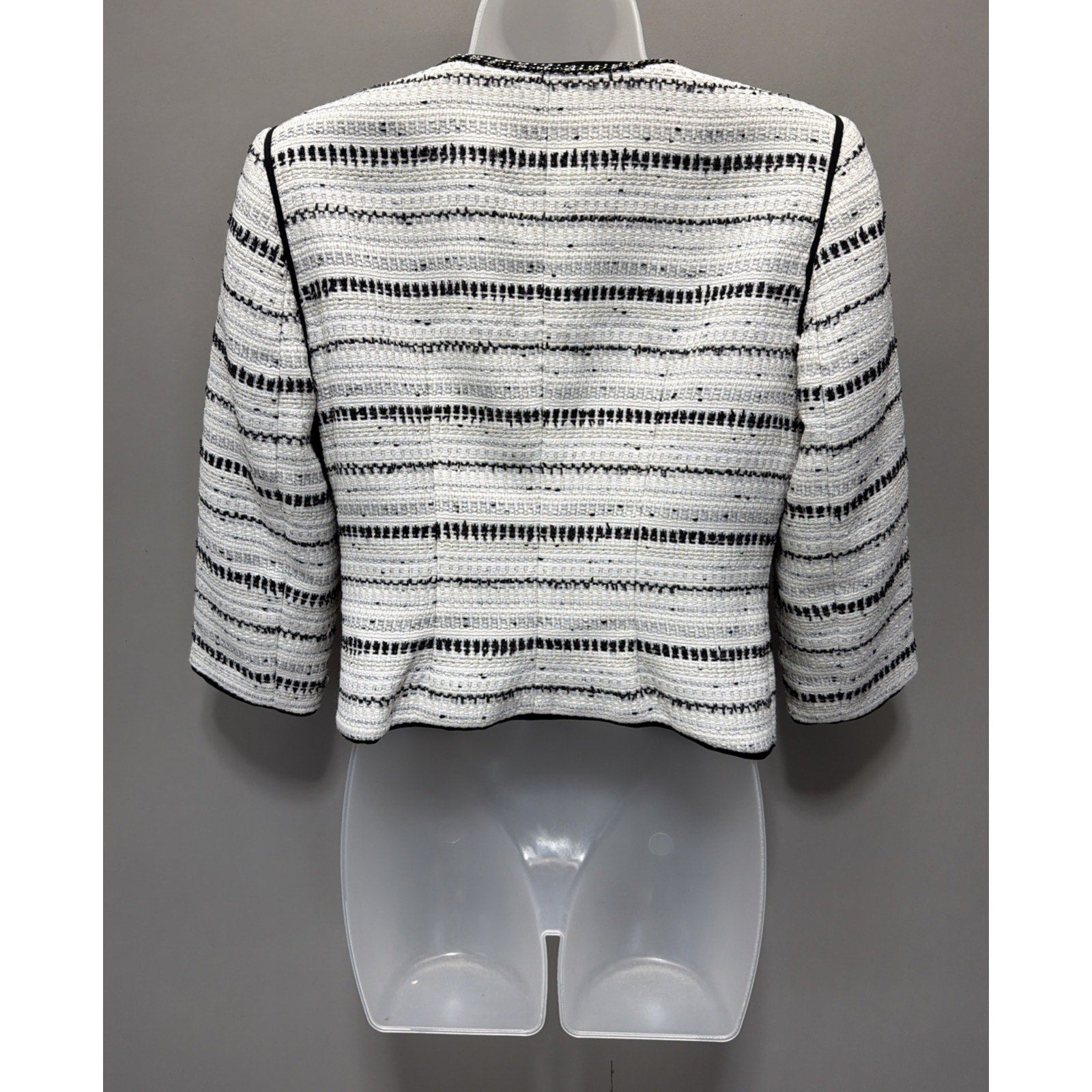WHITE HOUSE BLACK MARKET blazer JACKET SZ 4 Lined metallic silver chain tweed