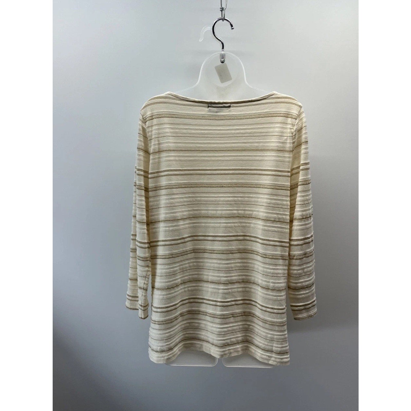 Lauren Ralph Lauren Women's Striped 3/4 Sleeve Shirt Blouse Brown Size XL