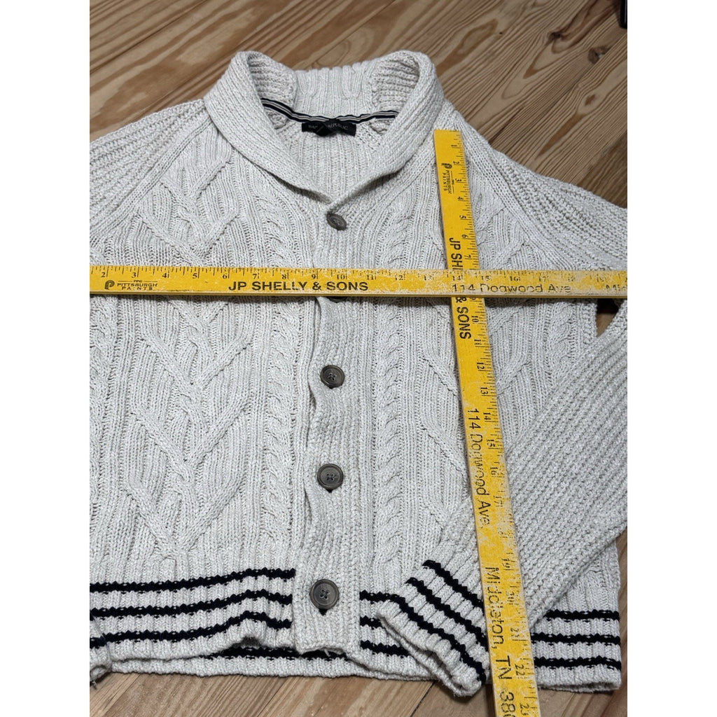 BANANA REPUBLIC Shawl Collar CARDIGAN Ivory Cable Knit Cotton Linen Men’s Size S