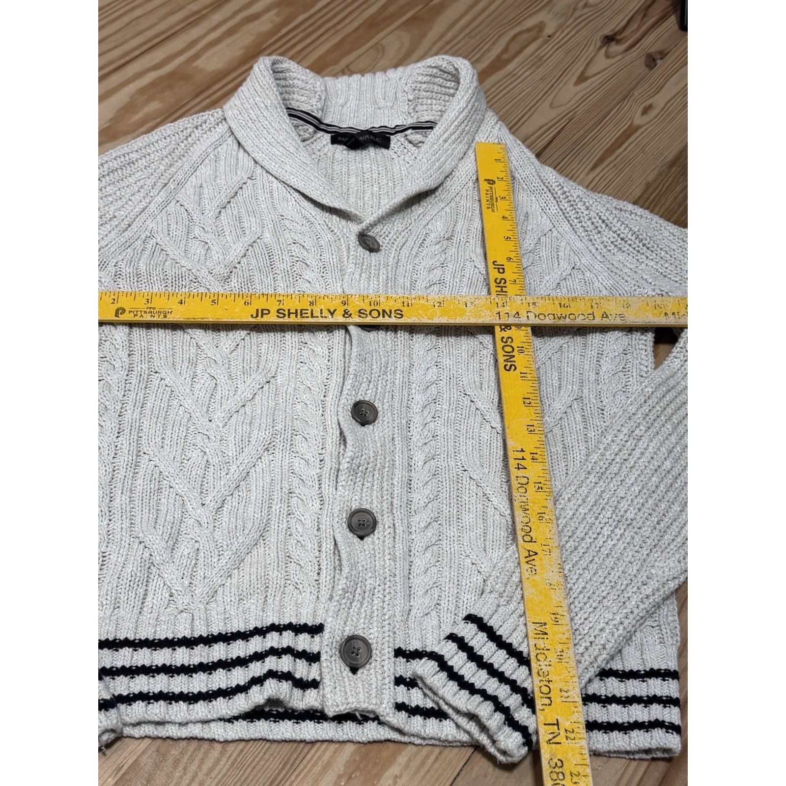 BANANA REPUBLIC Shawl Collar CARDIGAN Ivory Cable Knit Cotton Linen Men’s Size S