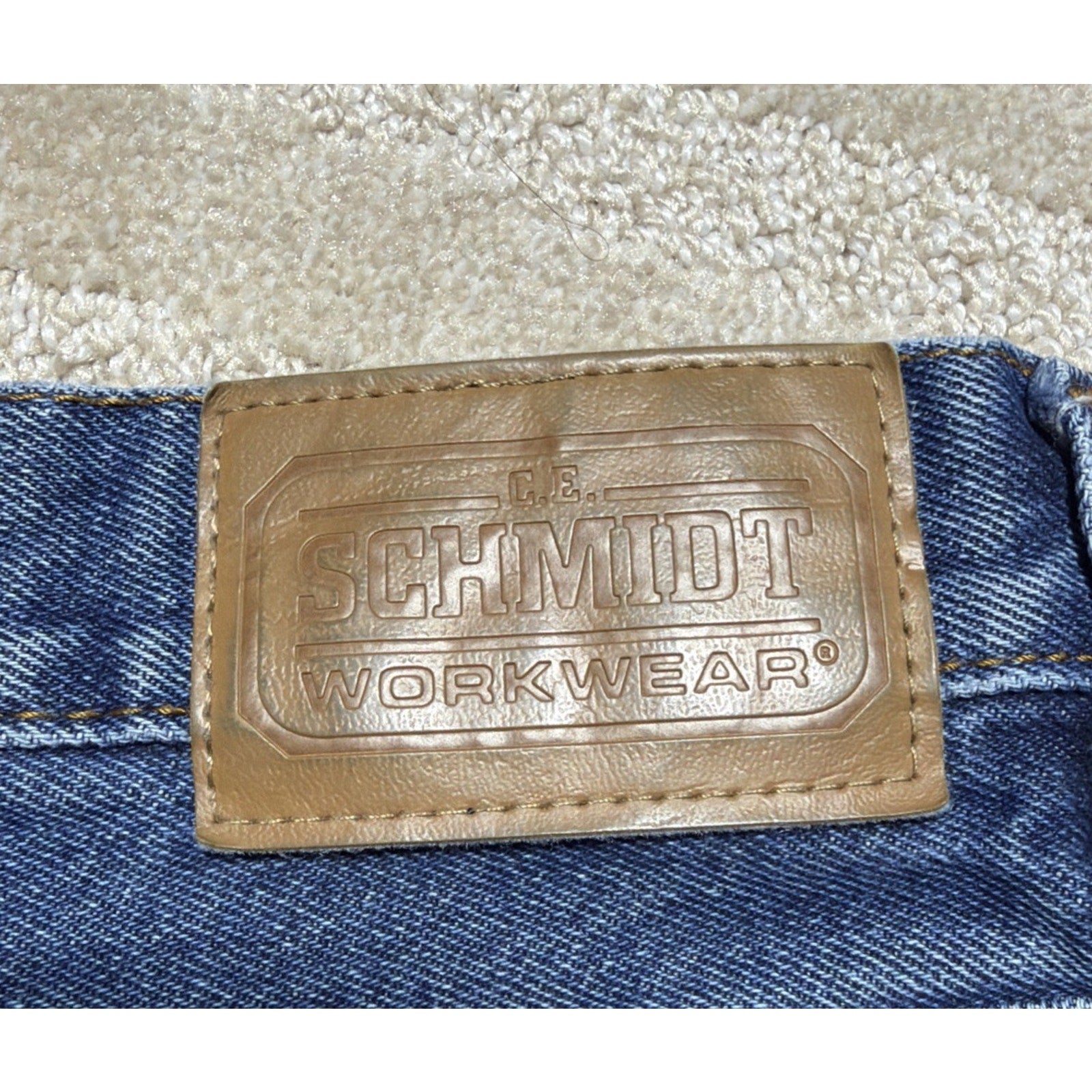 C.E. SCHMIDT Workwear Denim Jeans Mens 34x30 Medium Wash Straight Leg